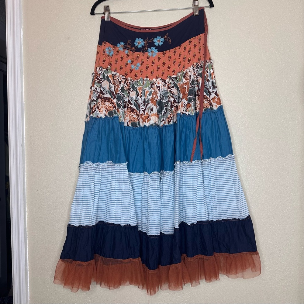 Vintage XOXO Womens Patchwork Hobo Hippie Skirt Size Small
